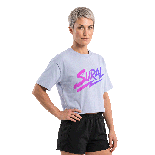 [CT-3142] Camiseta Crop Woman Cotton Manga Corta Oversize - ELECTRICAL